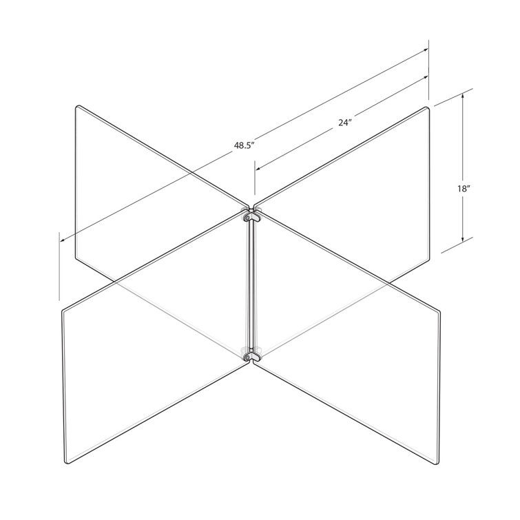 Azar Displays Clear Acrylic 4Way Divider Shield for Table Overall Size